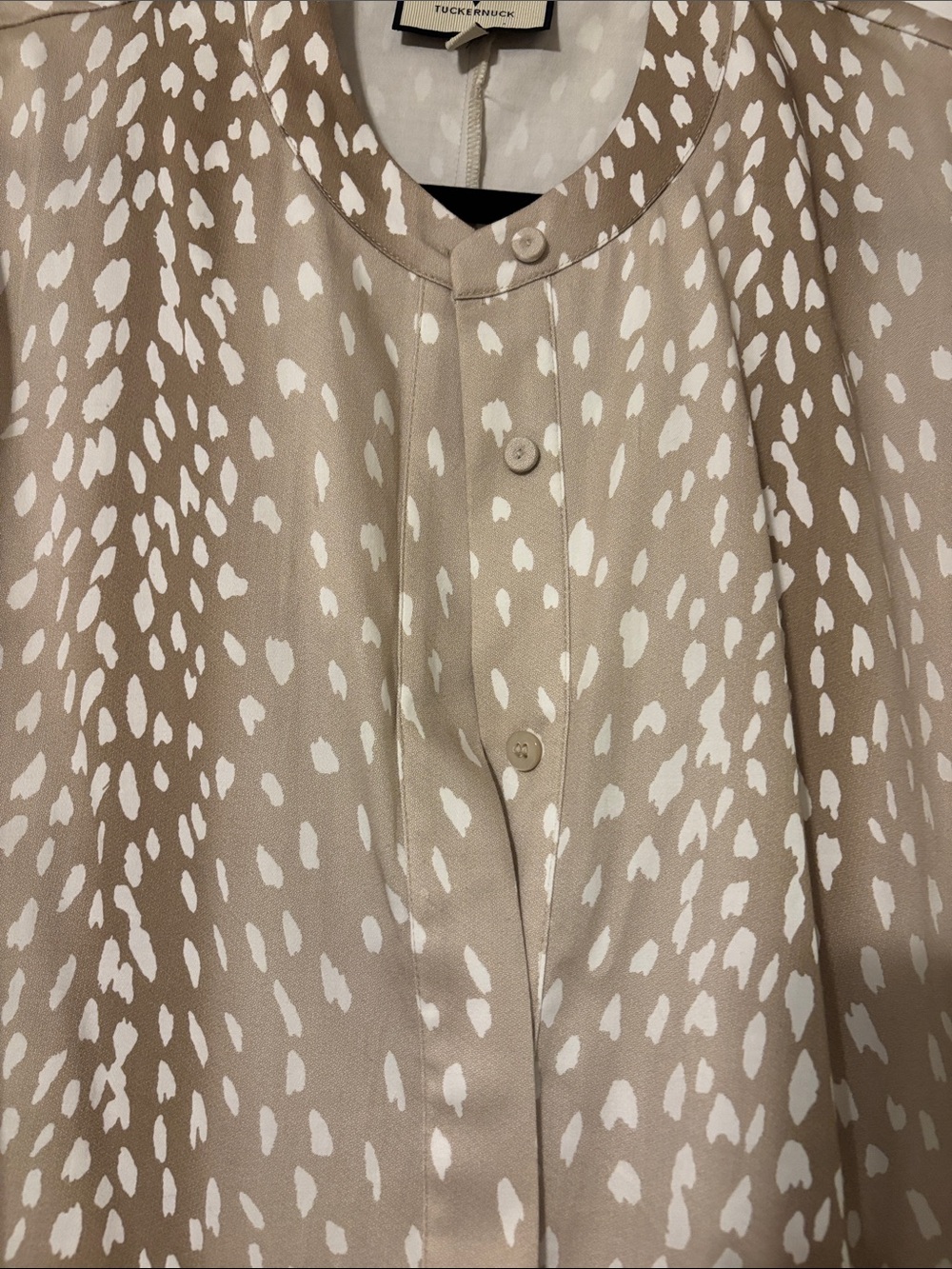 Like New!! Tuckernuck Beige and White Spot Midi Dress - Picture 3 of 11